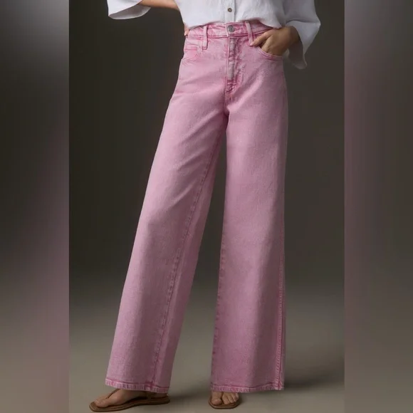 Amo Jeans Frida Wide Leg High Waisted Peony Pink Jeans 26 - Picture 5 of 12